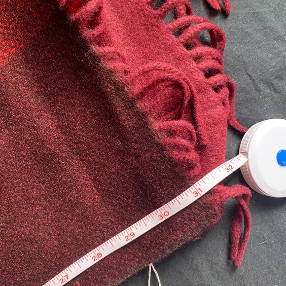 COACH Wool Red & Black Plaid Scarf with Fringe - Picture 5 of 6